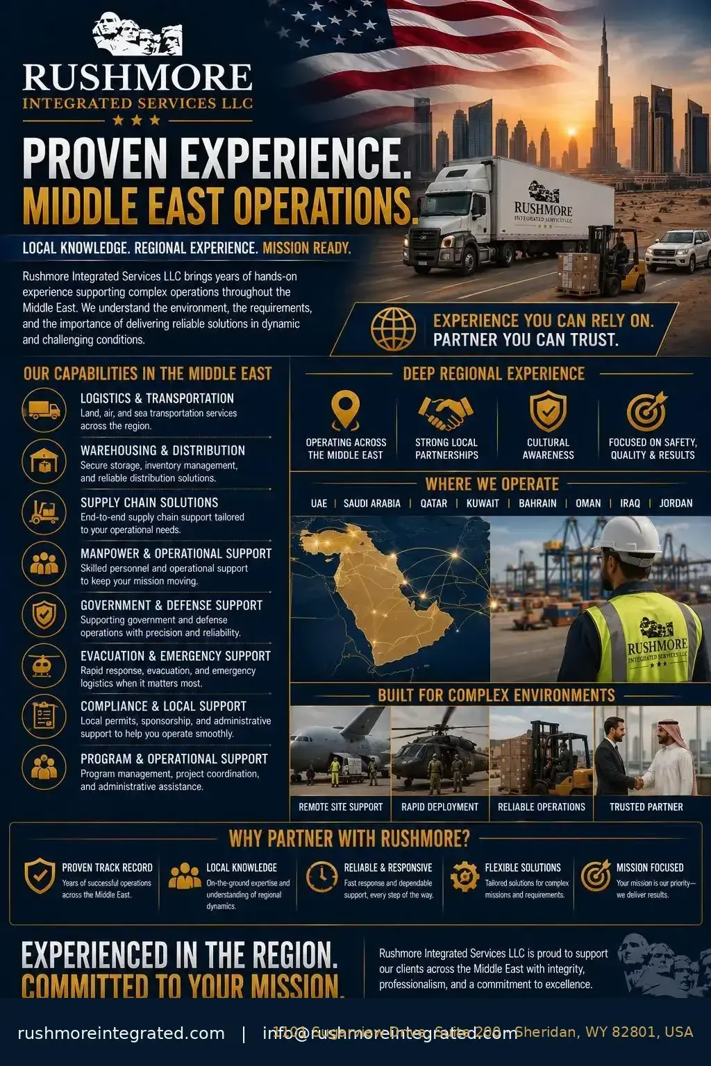 Rushmore Middle East logistics and operational support